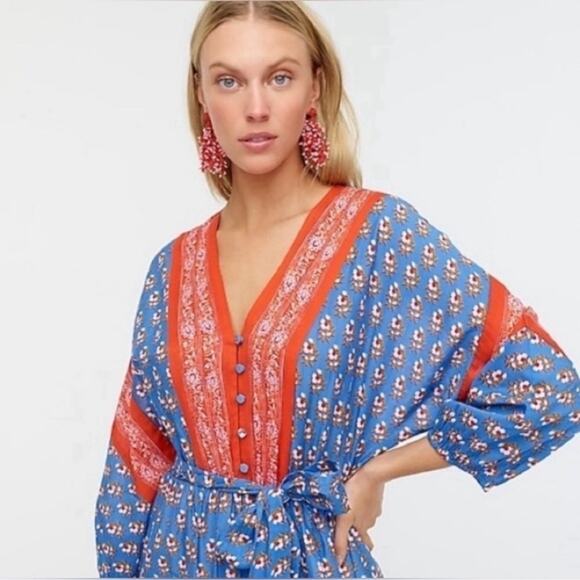 J.Crew V-neck cover-up dress in classic block print - Picture 2 of 8
